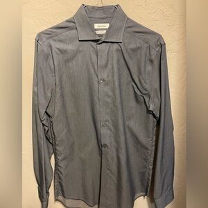 Calvin Klein Blue Slim Fit Performance Non-Iron Shirt - 16 34/35